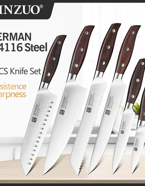 Load image into Gallery viewer, XINZUO Kitchen Tools 6 PCS Kitchen Knife Set of Utility Cleaver Chef Bread Knife High Carbon German Stainless Steel Knives sets

