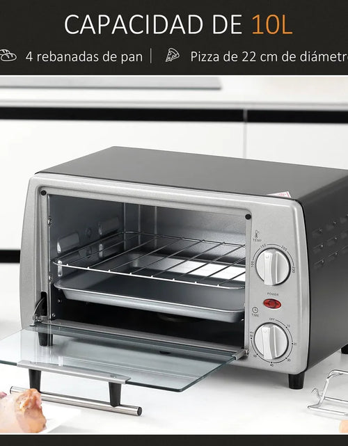 Load image into Gallery viewer, HOMCOM electric oven table top 10 L 750W temperature 230 ℃ 36,5x26x22 cm silver

