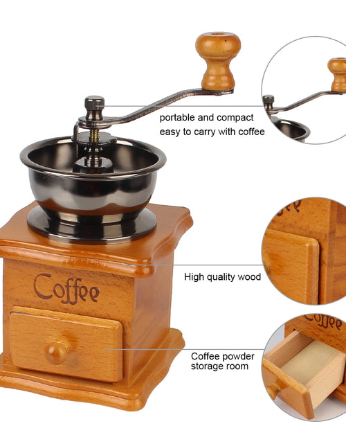 Cargar imagen en el visor de la galería, Molinillo de café manual de madera Millston de cerámica de estilo retro, molinillo de especias, utensilios para café, mango de acero inoxidable
