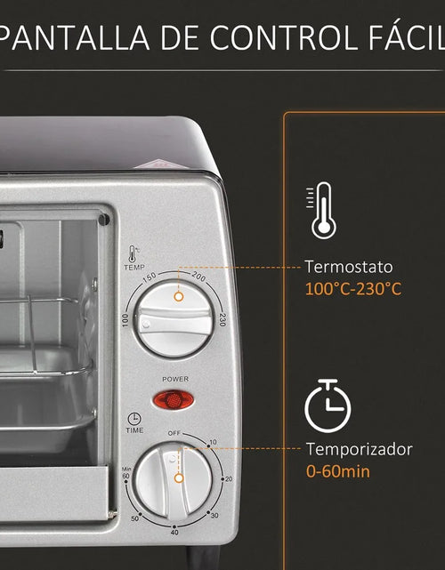 Load image into Gallery viewer, HOMCOM electric oven table top 10 L 750W temperature 230 ℃ 36,5x26x22 cm silver
