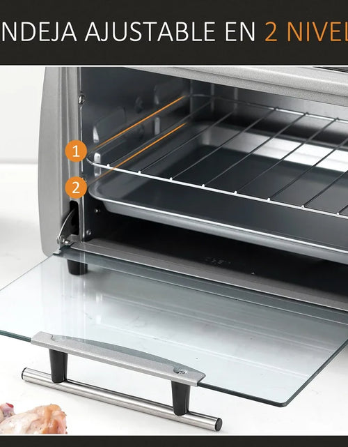 Load image into Gallery viewer, HOMCOM electric oven table top 10 L 750W temperature 230 ℃ 36,5x26x22 cm silver
