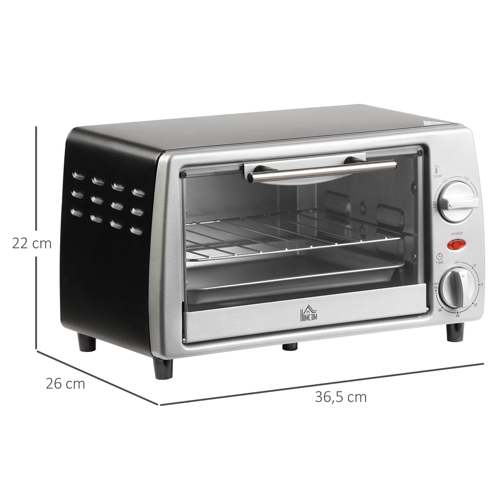 HOMCOM electric oven table top 10 L 750W temperature 230 ℃ 36,5x26x22 cm silver