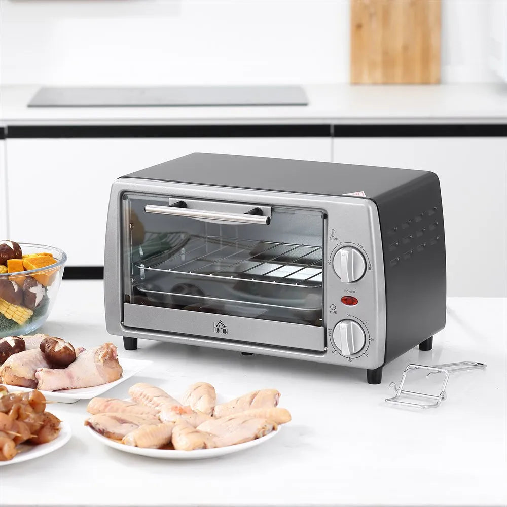 HOMCOM electric oven table top 10 L 750W temperature 230 ℃ 36,5x26x22 cm silver