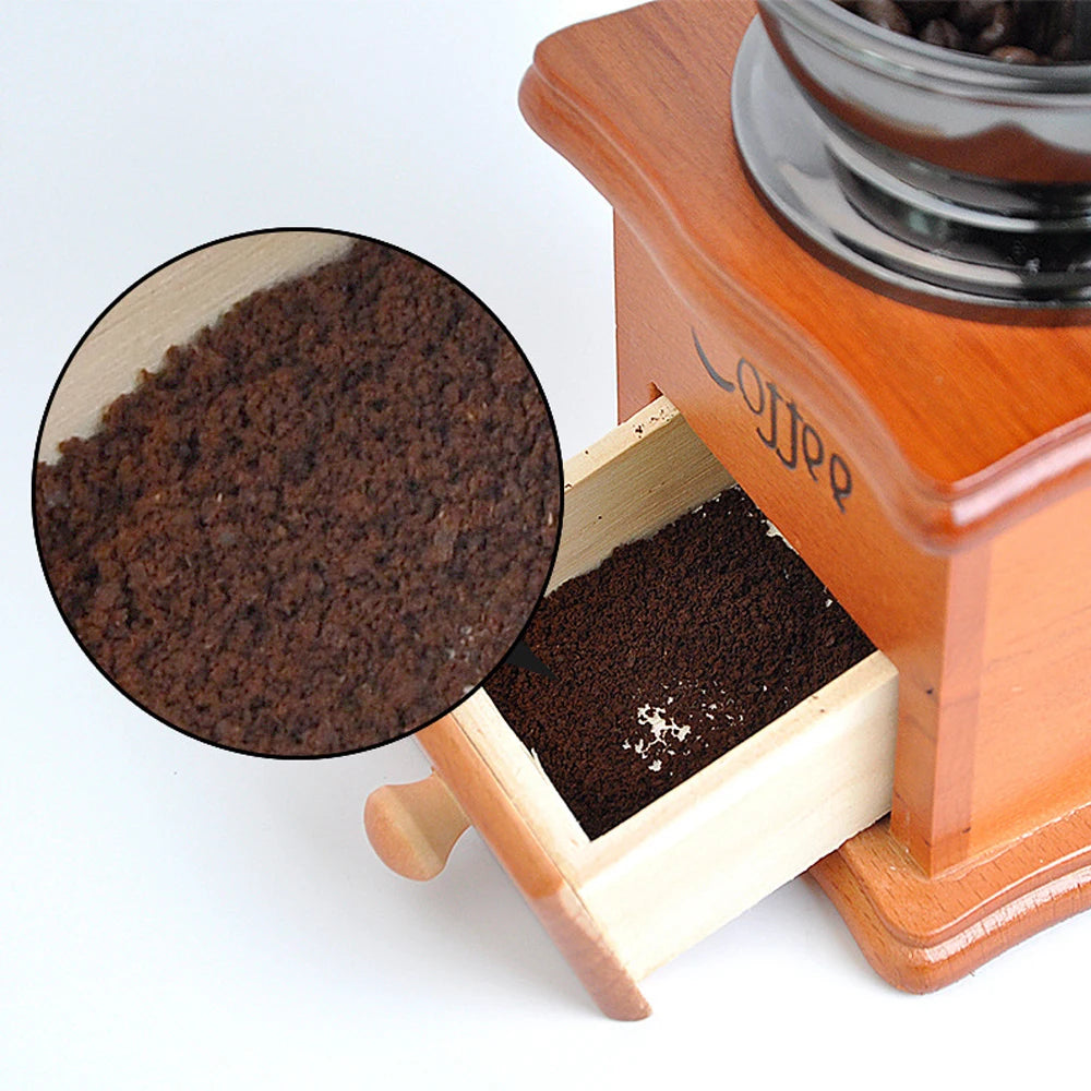 Molinillo de café manual de madera Millston de cerámica de estilo retro, molinillo de especias, utensilios para café, mango de acero inoxidable