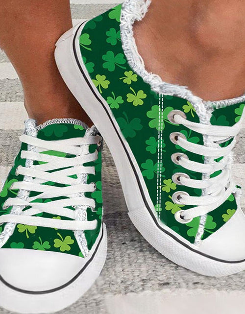 Load image into Gallery viewer, Women&#39;s Low-top Flat Sneaker Casual Canvas Shoes With Flower Frayed Edge Plus Size
