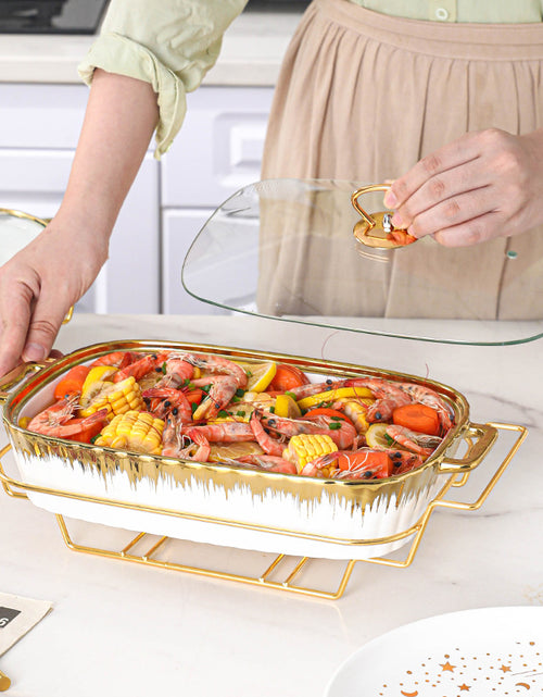 Load image into Gallery viewer, Household Creative Double-ear Square Casserole With Lid
