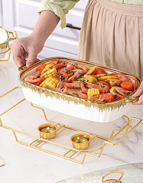 Load image into Gallery viewer, Household Creative Double-ear Square Casserole With Lid
