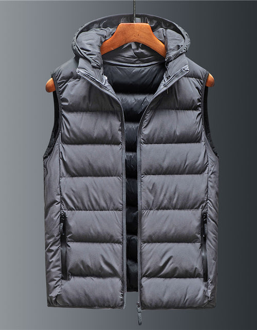 Load image into Gallery viewer, Men&#39;s Down Cotton Loose Waistcoat Hooded Stand Collar Short Vest
