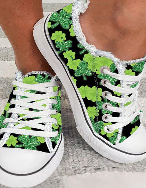 Load image into Gallery viewer, Women&#39;s Low-top Flat Sneaker Casual Canvas Shoes With Flower Frayed Edge Plus Size
