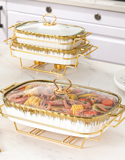 Load image into Gallery viewer, Household Creative Double-ear Square Casserole With Lid

