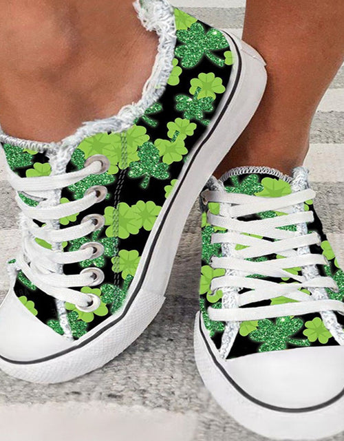Load image into Gallery viewer, Women&#39;s Low-top Flat Sneaker Casual Canvas Shoes With Flower Frayed Edge Plus Size
