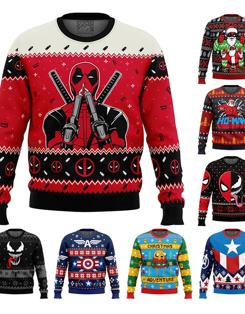 Load image into Gallery viewer, Christmas Men&#39;s Hoodie Captain America Boy Pullover 3D Printing Oversized Top Venom Men&#39;s Pullover Deadpool Marvel Mens Clothing
