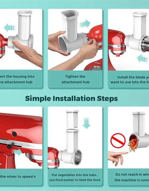 Load image into Gallery viewer, Slicer Shredder Attachments, Fresh Prep Vegetable Slicer for Kitchenaid Stand Mixer, Salad Maker with Cleaning Brush
