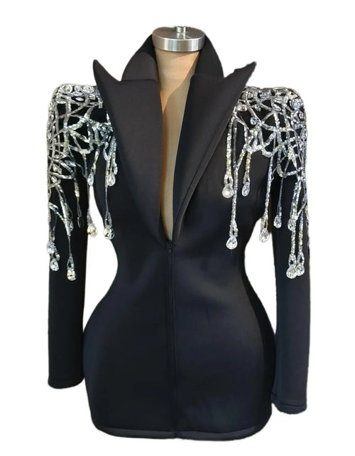 Load image into Gallery viewer, Luxury Rhinestones Mini Cocktail Dress
