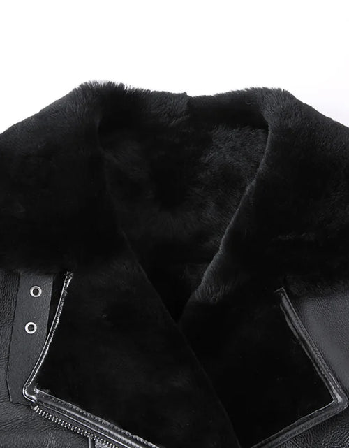 Bild in Galerie-Viewer laden, Hochwertige Lammfelljacke Damenmode Schaffell Leder Echtwolle gefüttert Dicker warmer Wintermantel
