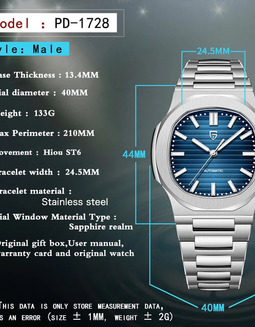 Load image into Gallery viewer, PAGANI DESIGN 2024 New Sport Elegance Quartz watch for men 100M Waterproof Sapphire Mechanical watch 40MM Automatic men watch
