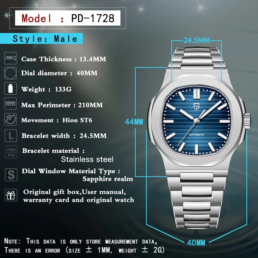 PAGANI DESIGN 2024 New Sport Elegance Quartz watch for men 100M Waterproof Sapphire Mechanical watch 40MM Automatic men watch