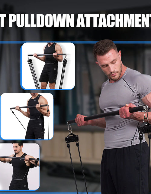 Load image into Gallery viewer, Non-Detachable LAT Pull Down Bar Cable Pulldown Attachments for Gym Straight Bar Resistance Band Bar for Weightlifting Workout
