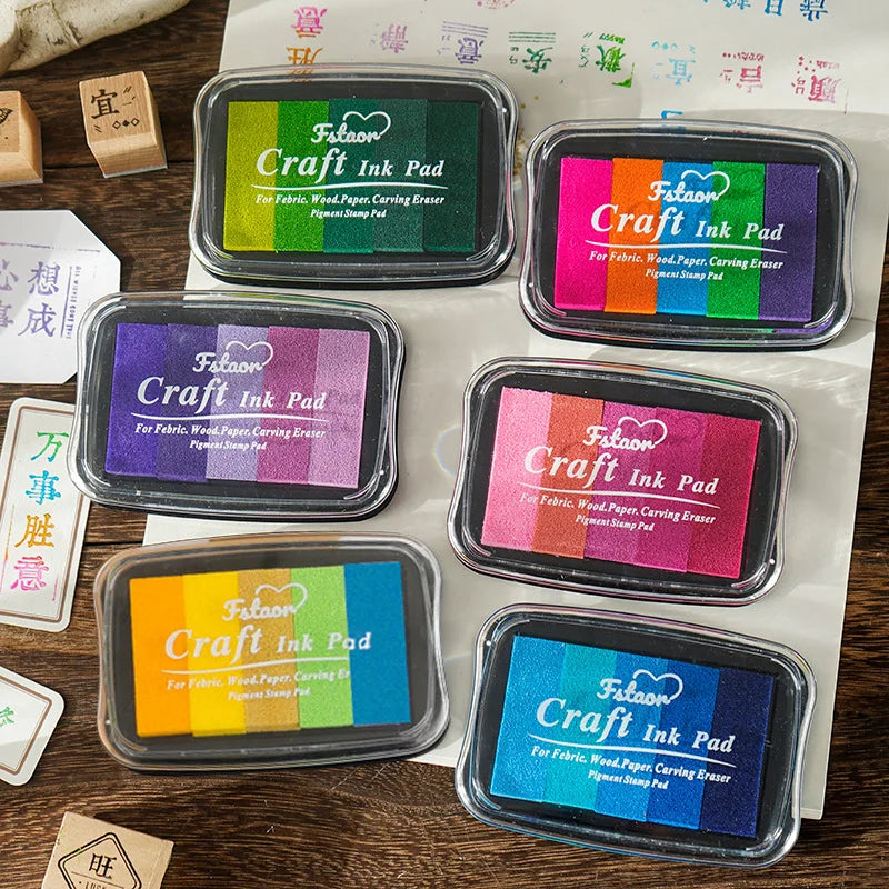 5-Color Gradient Color Ins Seal Stamp Pad DIY Wedding Finger Painting Garbage Diary Album Creation Ink Pad Big Box