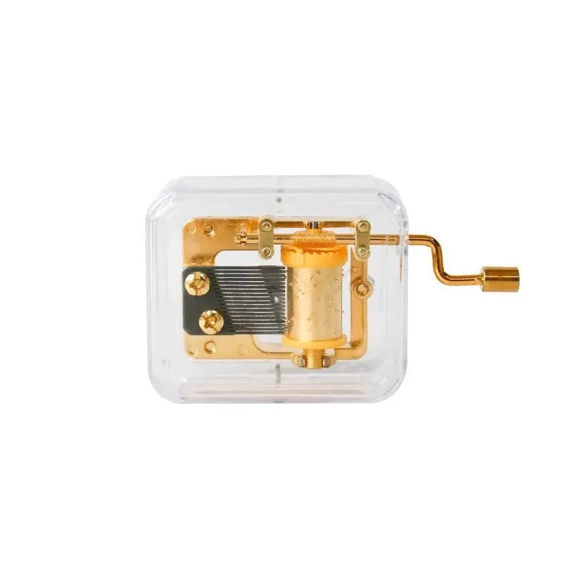 1pc Mini Creative Acrylic Material Transparent Hand Windup Metal Movement Octave Box Music Box, Friend Couple Birthday Gift