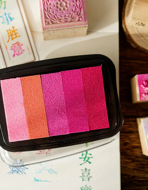 Load image into Gallery viewer, 5-Color Gradient Color Ins Seal Stamp Pad DIY Wedding Finger Painting Garbage Diary Album Creation Ink Pad Big Box
