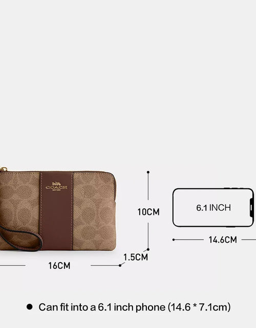 Load image into Gallery viewer, Corner Zip Wallet Wristlet Bag In Signature Canvas With Stripe,CW854
