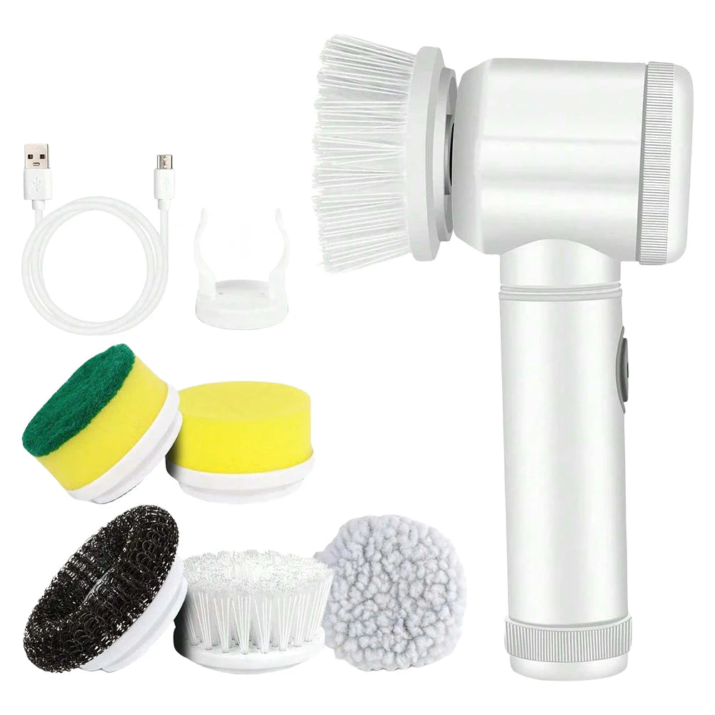 Electric Spin Scrubber Bathroom Cleaning Brush Power Scrubber with 5 Replaceable Brush Heads Electric Cleaning Brush For Kitchen