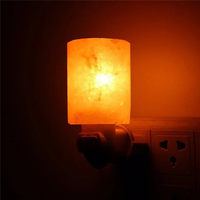 Himalayan Warm White Salt Lamp Natural Crystal Hand Carved Night Light Home Decor Air Purifying with Plug Release Negative Ions