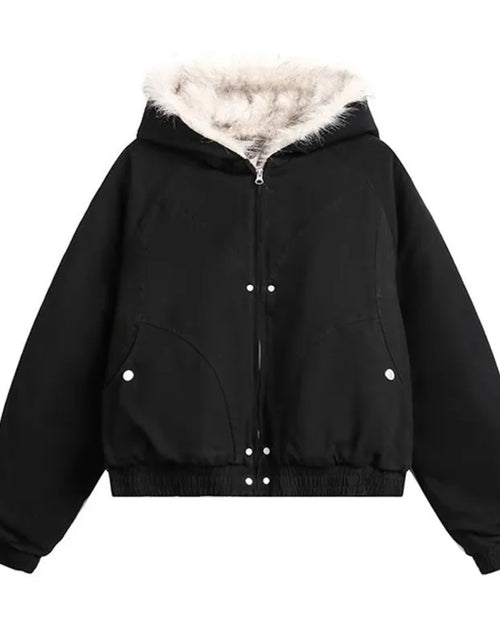 Load image into Gallery viewer, IEFB Thick Men&#39;s Padded Coats Casual Fur Collar Hooded Korean Style Solid Color Fleece Winter Loose Male Jacket Trend New 9C8612
