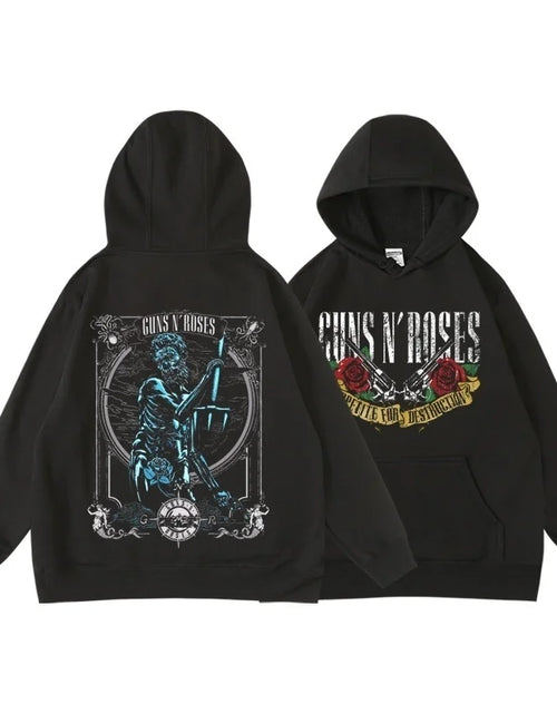 Load image into Gallery viewer, Guns N&#39; Roses We&#39;Re Back Retro Street Style Hoodie For Women O-Neck Pocket Pullover Fleece Hoody Breathable Pullover Woman Hoody
