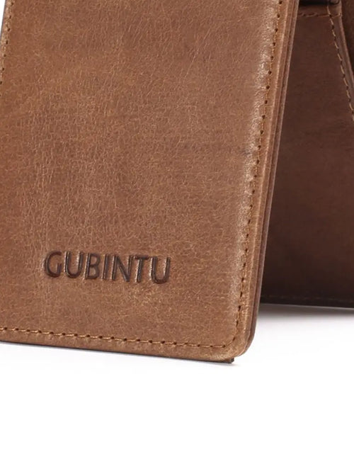 Load image into Gallery viewer, Genuine Leather Slim Thin Bifold Money Clip Wallet with Card Protection RFID Blocking
