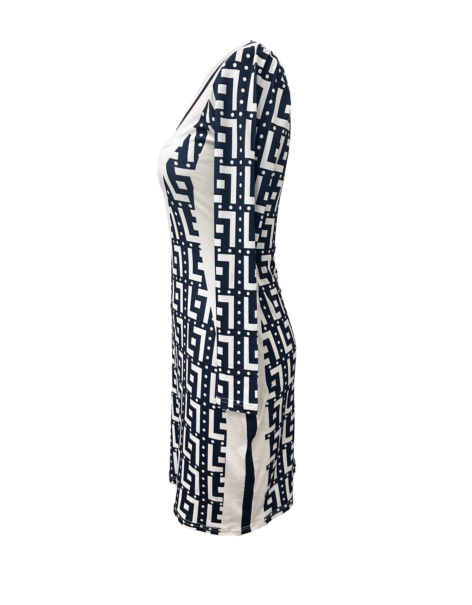 Kleid mit Wickelarm und geometrischem Diagramm für Damen