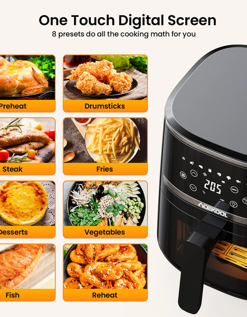 Load image into Gallery viewer, 5 Quart Digital Display Air Fryer Toaster Oven Combo with 8 Cooking Presets Oilless Cooker,Visible Window,Dishwasher Safe Basket
