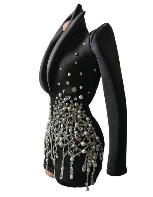 Load image into Gallery viewer, Luxury Rhinestones Mini Cocktail Dress
