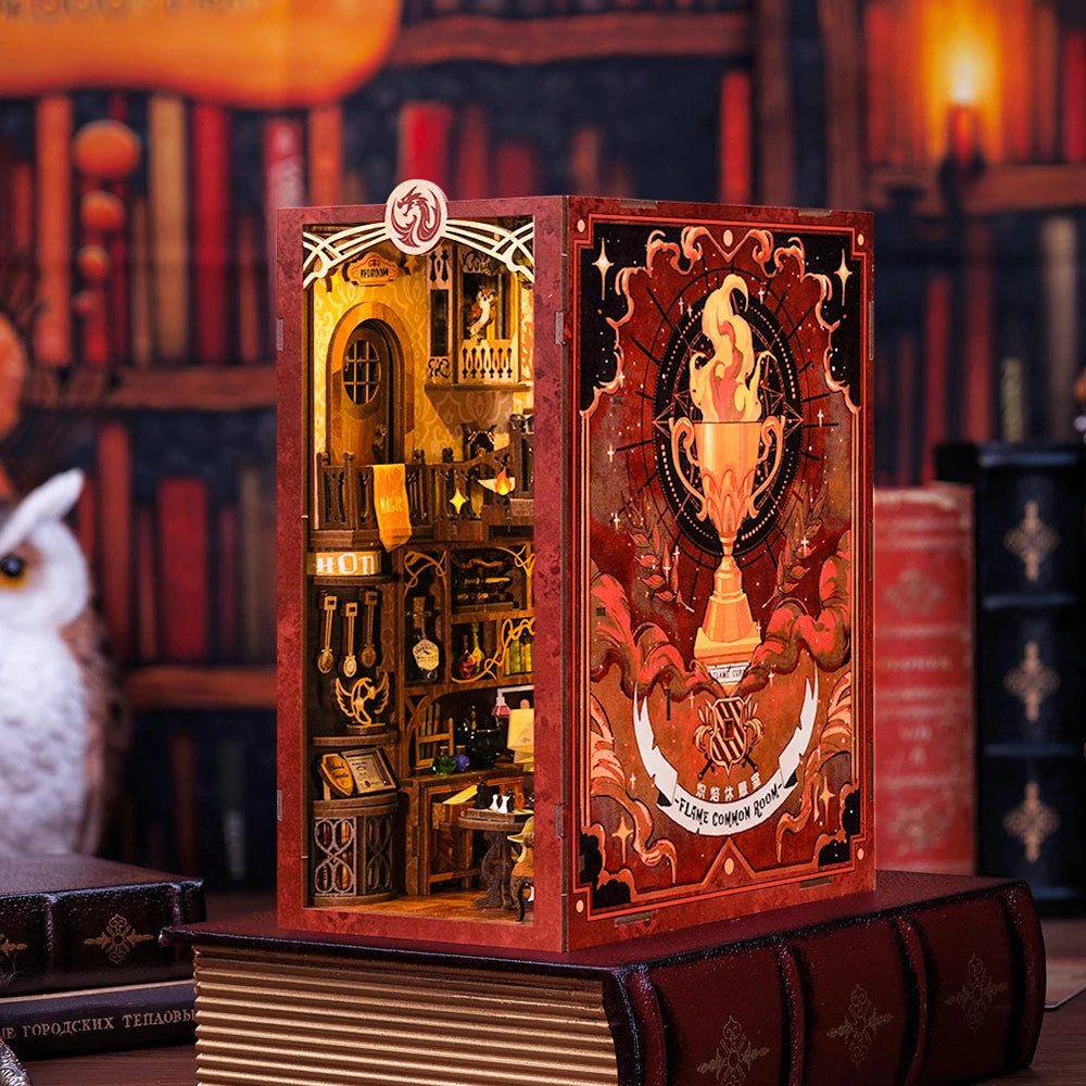 CUTEBEE DIY Book Nook Dollhouse 3D Puzzle with Touch Light Dust Cover Magic Series Gift idea Craft Bookshelf Insert Toy for Gift