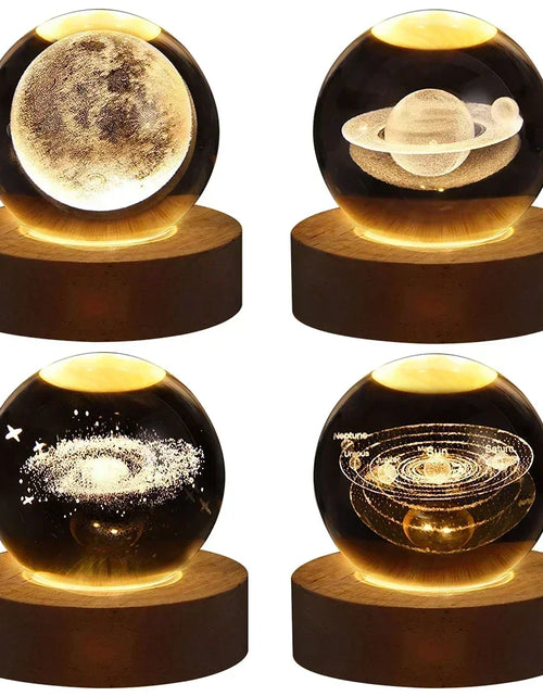 Load image into Gallery viewer, Unique 3D Crystal Ball Lamp with Galaxy and Planetary Projections
