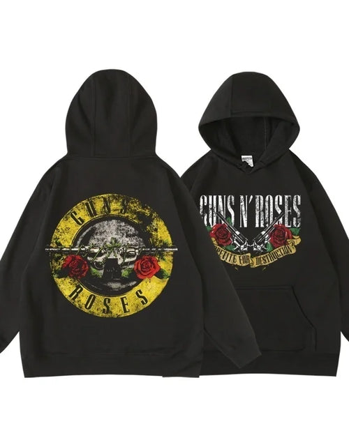 Load image into Gallery viewer, Guns N&#39; Roses We&#39;Re Back Retro Street Style Hoodie For Women O-Neck Pocket Pullover Fleece Hoody Breathable Pullover Woman Hoody
