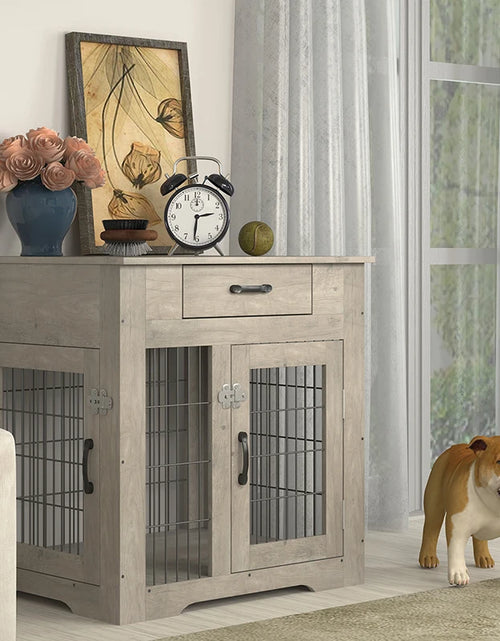Load image into Gallery viewer, Furniture Style Dog Crate End Table with Drawer, Pet Kennels with Double Doors, Dog House Indoor Use,29.9&#39;&#39;x24.8&#39;&#39;x30.71&#39;&#39;
