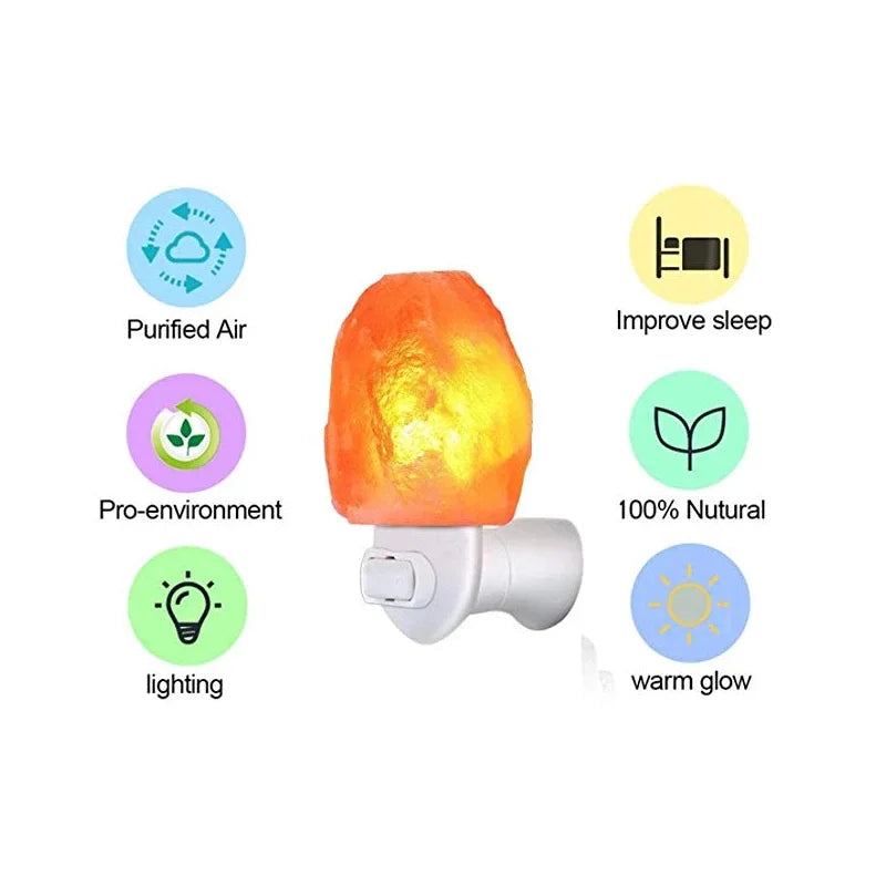 Himalayan Warm White Salt Lamp Natural Crystal Hand Carved Night Light Home Decor Air Purifying with Plug Release Negative Ions