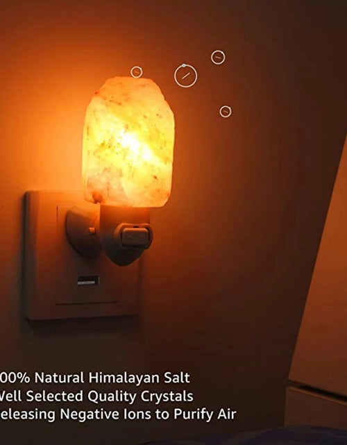Load image into Gallery viewer, Himalayan Warm White Salt Lamp Natural Crystal Hand Carved Night Light Home Decor Air Purifying with Plug Release Negative Ions
