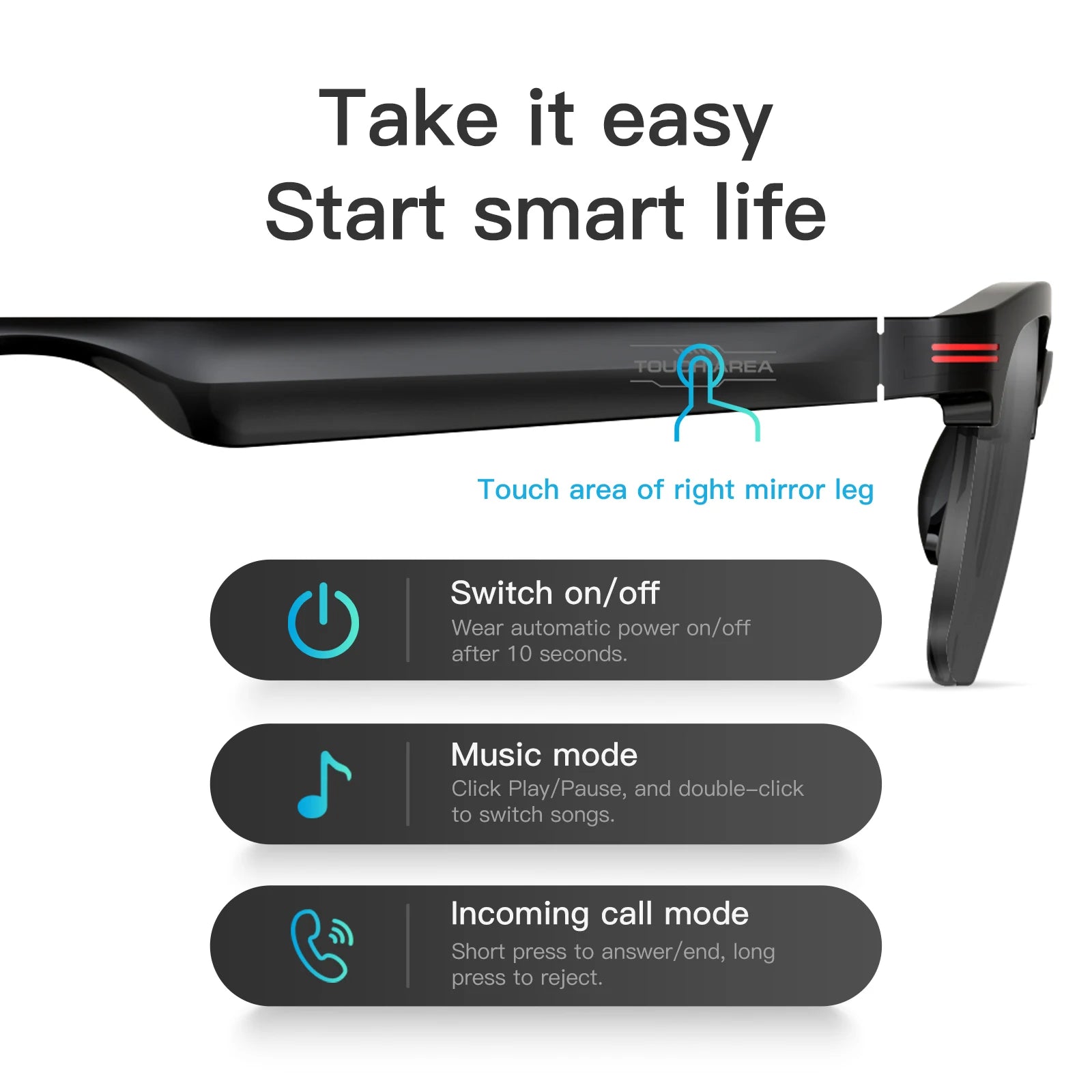 New Bluetooth smart glasses for outdoor running, music/calling/sports/travel/driving/business sunglasses for men and women