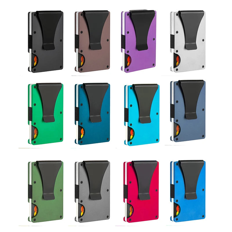 Slim Wallet Men  Front Pocket  Blocking Minimalist Wallet For Men Metal Wallet With Money Clip Mini  Holder ID Credit Card