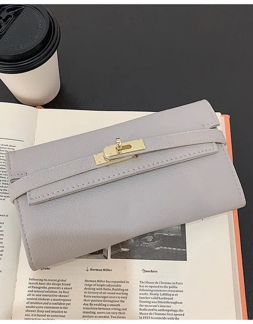 Load image into Gallery viewer, Fashionable  Women&#39;s Wallet with Lychee Pattern and Lock Buckle
