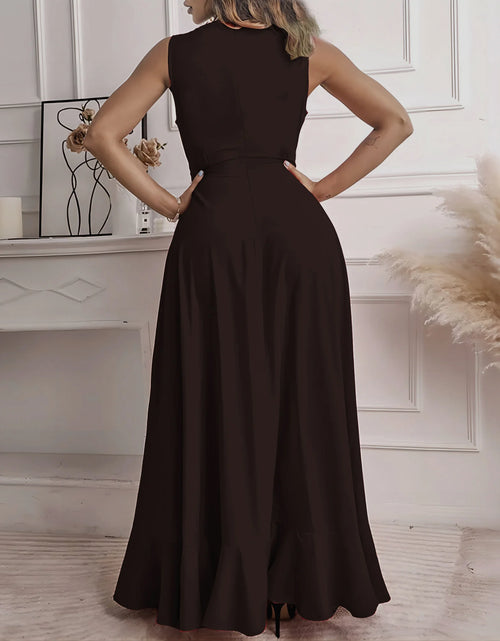 Load image into Gallery viewer, Sleeveless Pleated V-neck Long Dress
