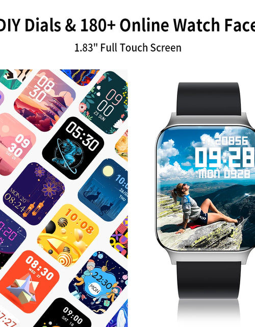Cargar imagen en el visor de la galería, Reloj inteligente, reloj inteligente de fitness de 1,83&quot; para teléfonos Android e iOS, 123 modos deportivos, asistente de voz, reloj inteligente para hombres
