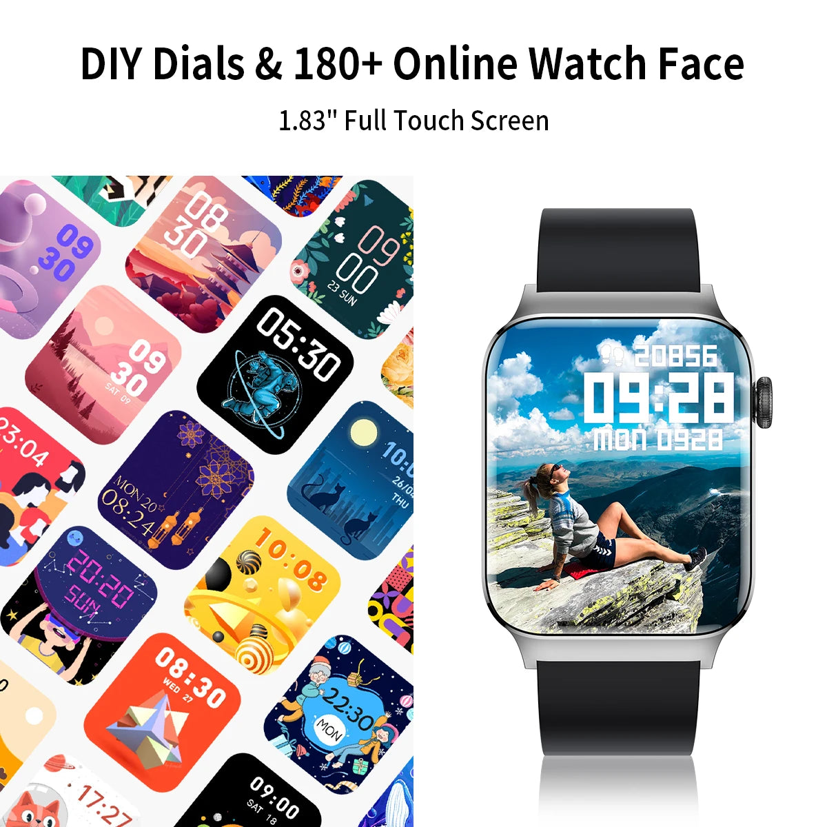 Reloj inteligente, reloj inteligente de fitness de 1,83" para teléfonos Android e iOS, 123 modos deportivos, asistente de voz, reloj inteligente para hombres