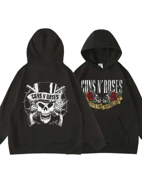 Load image into Gallery viewer, Guns N&#39; Roses We&#39;Re Back Retro Street Style Hoodie For Women O-Neck Pocket Pullover Fleece Hoody Breathable Pullover Woman Hoody
