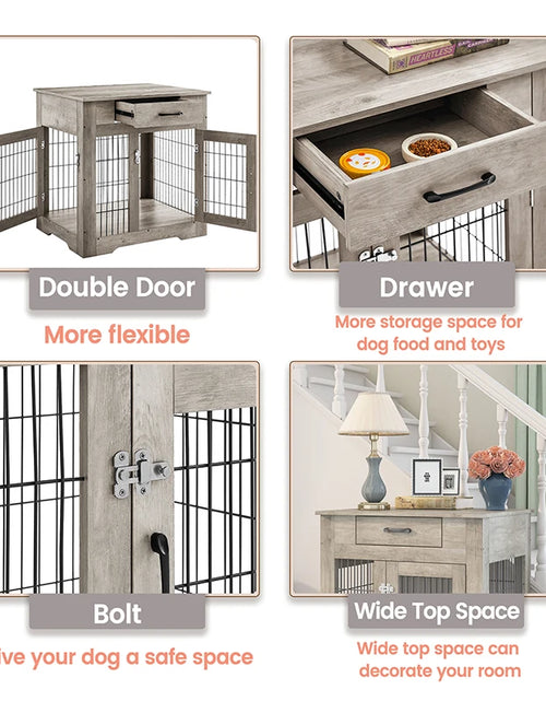 Load image into Gallery viewer, Furniture Style Dog Crate End Table with Drawer, Pet Kennels with Double Doors, Dog House Indoor Use,29.9&#39;&#39;x24.8&#39;&#39;x30.71&#39;&#39;
