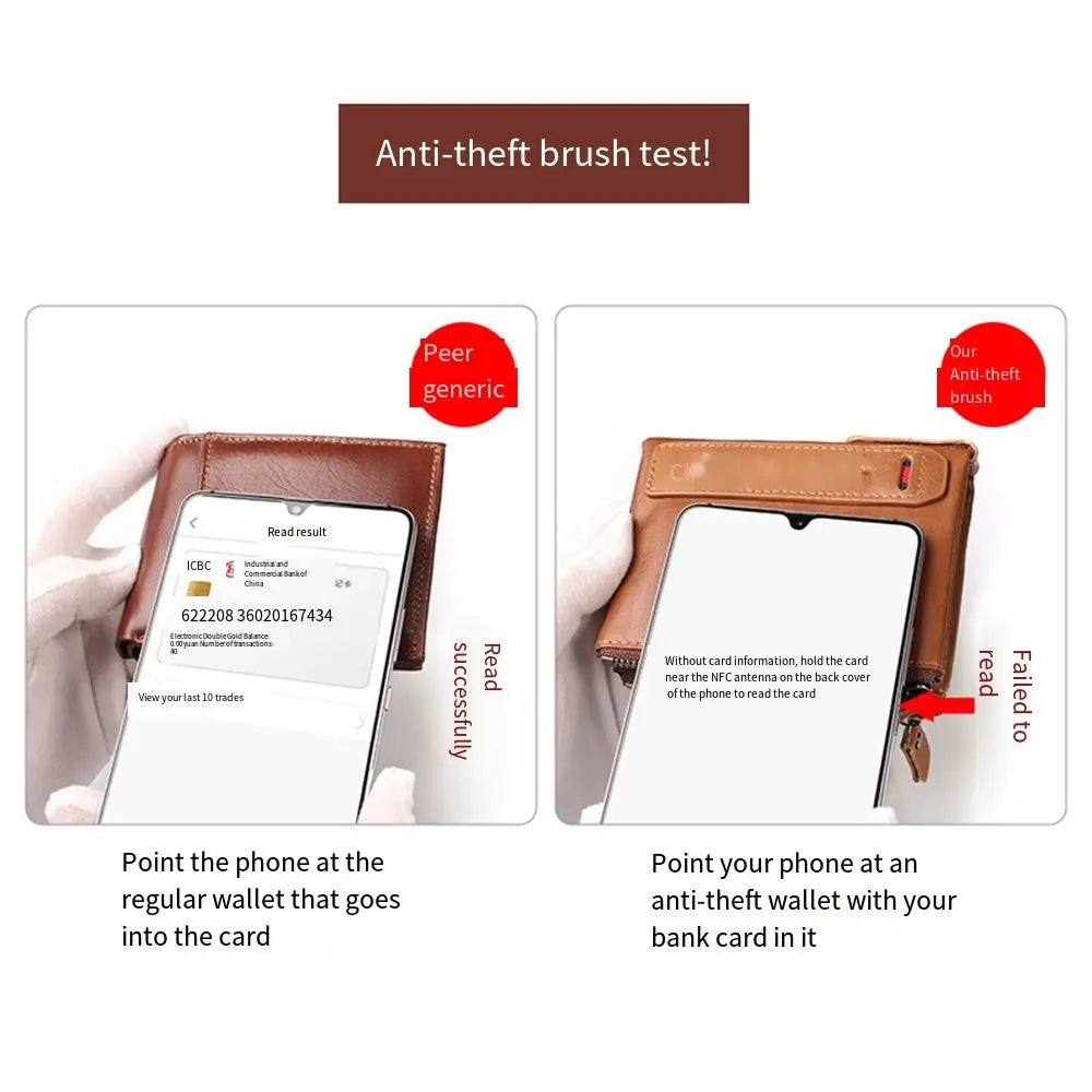 Genuine Leather Slim Thin Bifold Money Clip Wallet with Card Protection RFID Blocking