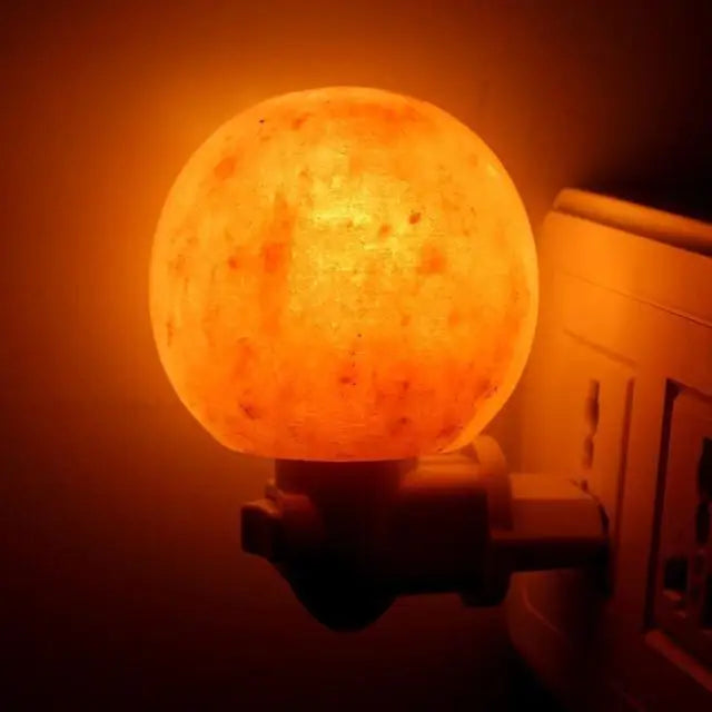 Himalayan Warm White Salt Lamp Natural Crystal Hand Carved Night Light Home Decor Air Purifying with Plug Release Negative Ions